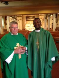 St. Gregory’s pastor, Rev. Vincent Daily, and his Nigerian associate and friend, Rev. Peter Gengar. 	Bill Forry photo